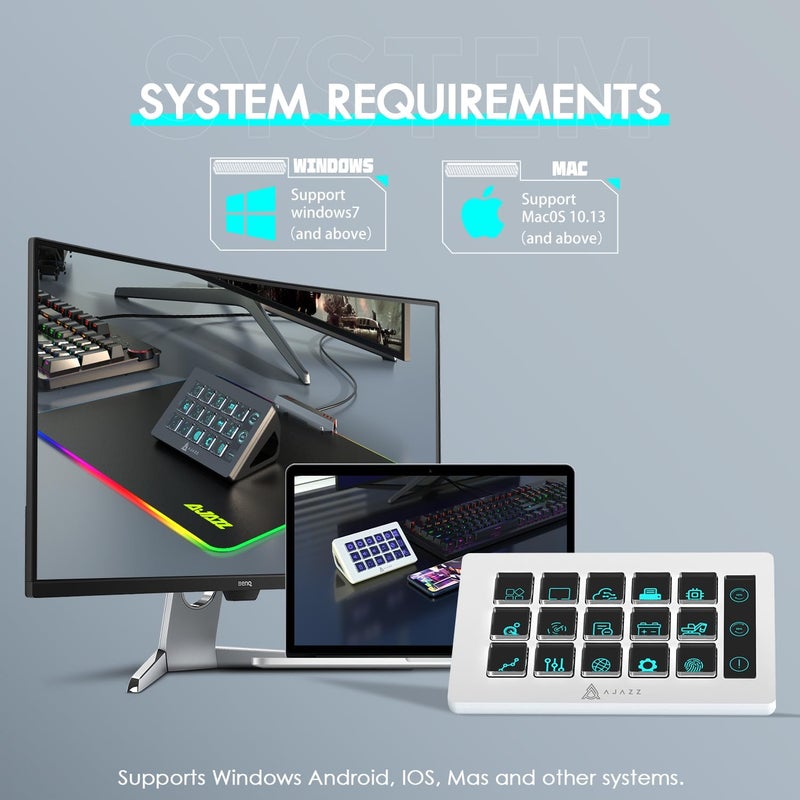 MANBASNAKE AKP153 Studio Deck, Stream Controller, 15 Macro Keys, Trigger Actions in Apps and Software Like OBS, YouTube, Twitch, Custom Console for Photo and Video Editing, Live Streaming, PC/Mac (White) - Image 5